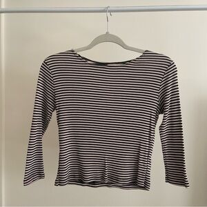 Brandy Melville Black and White Fitted Ribbed Blouse